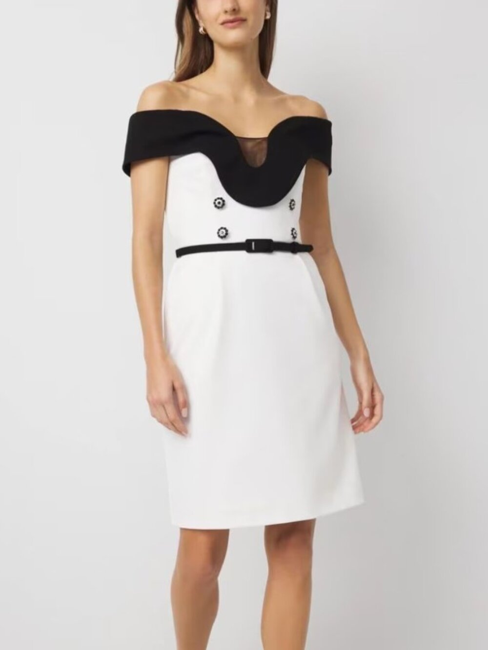 White House Black Market Colorblock off the shoulder dress, size 6